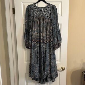 Free People Pink City Midi Dress Boho Embroidered